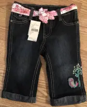 Pumpkin Patch Adjustable Waist Denim Capris, Size 24 Months Toddler, Stretch