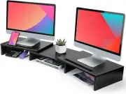 Simplehouseware Dual Monitor Stand Riser with Drawer, Black