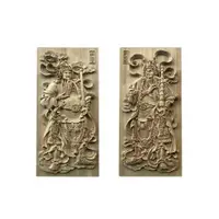 在飛比找ETMall東森購物網優惠-門神木質掛件 東陽木雕浮雕實木人物雕刻中式方形裝飾木雕門神