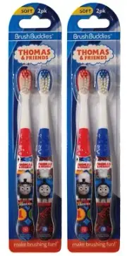 Thomas the Train & Friends Soft Toothbrushes 2 Pack Brush Buddies (Blue, Red)