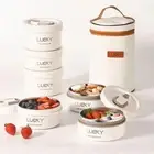 Stainless Steel Insulated Lunch Bag Multilayer Warmer Soup Cup Dinnerware