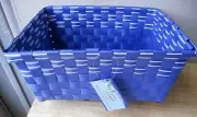 New Blue Woven Basket The Home Store Blue White 9.5 x 7 in