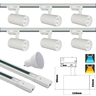 3M 3 Meter Enclosed Single Circuit Track Light 6 Spots GU10 LED Shop Bar Display