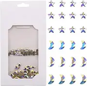 Tisslan 100pcs Ab Nail Rhinestones Moon Star Design Shape Crystal Gemstones For Nail Art Designer Tech Charms Material Supply