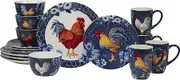 Certified International Indigo Rooster 16 pc Dinnerware Set, Service for 4, Multicolor
