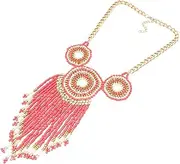 [YAZILIND] Millet Beads Tassel Chunky Chain Bib Statement Choker Collar Necklace for Women Jewelry Gift