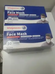 2 Pack Walgreens Ear Loop Face Mask Box 50 Count (100 Total) 3 Layer Adult Sz/