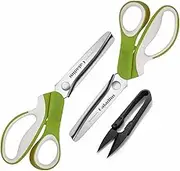 Galadim Pinking Shears Set (Pack of 2 PCS, Serrated & Scalloped Edges) - Soft Grip Zig Zag Scissor for Fabric Leather - Pinking Scissors for Sewing - GD-012-9