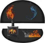 5.5mm Fireproof Fireplace Mat, 59 x 32 inch Thickened Hearth Pads for Wood Stove, Fireplace Rugs Fireproof for Wood Stove Fireplace Indoor & Outdoor, Half Round Wood Stove Mat, Easy to Clean