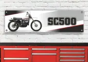 BR500 YAMAHA SC500 1973 SILVER INSPIRED WORKSHOP BANNER SIGN
