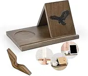 TEGIVONA Wood Small Bookshelf, Triangle Bookmark with Book Page Holder, Night Stand Book Holder, Mini Bookcase Rest with Coffee Drink Holder for Office, Book Rest and Mug Stand, Gifts for Book Lover
