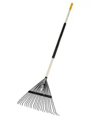 20201001 Steel Tine Leaf Rake with Hardwood/Steel Handle, 22 Tines, Black