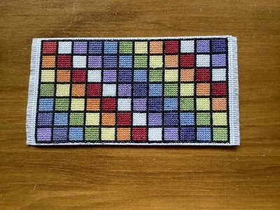 Dolls House 1:12 Scale Handcrafted Rug (multi coloured square pattern)
