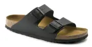 NIB Birkenstock Arizona Birko Flor Slide Sandal in Black Narrow Width 051793