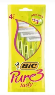 BIC Pure 3 Lady Pack 4 Triple Blade Razer aloe vera moisturizing strip FOR WOMEN