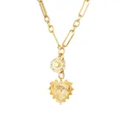 Nevenka Paperclip Chain Engraved Heart Pendant Necklace for Women