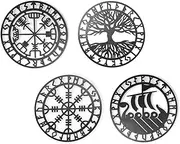 Decor - Rune Amulet Sign for Men, Wood Wall Decor | Decor Wall Art for Bedroom, Living Room, Kitchen, 11.8*11.8*0.2 Inches