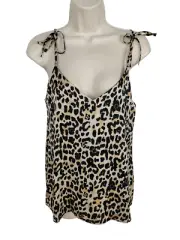 BNWT WOMENS RIVER ISLAND UK 10 TAN LEOPARD PRINT STRAPPY CAMI SUMMER VEST TOP