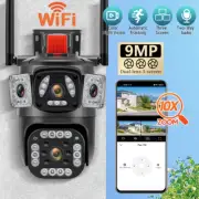 9MP WIFI Security Camera Dual Lens 10X Zoom Outdoor PTZ IP Night Vision IR Cam