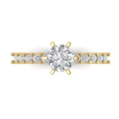 1.05Ct Round Cut White Sapphire Solid Gold Engagement Promise Statement Ring
