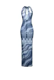 Emilio Pucci maxi cut out print stretch mesh dress