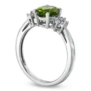 Oval Peridot and Lab-Created White Sapphire Ring in Sterling Silver