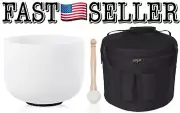 CVNC 8” C Note Heart Chakra Frosted Quartz Crystal Singing Bowl With Carry Case
