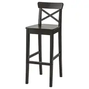 INGOLF Bar stool with backrest, brown-black