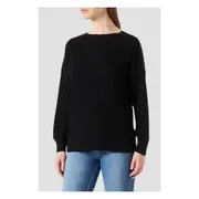 Replay Womens Crew Neck Knitwear Oversized Sweater In Ribbed Cotton Black