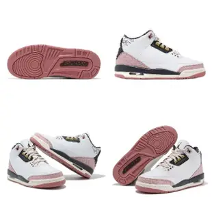 【NIKE 耐吉】休閒鞋 Air Jordan 3 Retro GS 大童 女鞋 白 粉 爆裂紋 AJ3 三代 氣墊(441140-100)