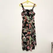 she + Sky new with tags black floral midi high low dress chiffon size small