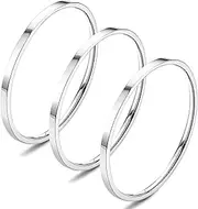 [Diamday] S925 Sterling Silver Rings for Women Men 18K White Gold Filled Thumb Ring, Silver Band Stackable Statement Knuckle Thin Plain Ring Size 5-9