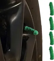 Naughty Wheel Valve Stem Caps | Novelty Dick Threaded Tire Prank Caps (Green, Shaft)