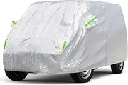 CICMOD Car Cover Full Garage Replacement for V-W T5 T6 Transporter Motorhome Car Cover Outdoor Waterproof Large with Side Door Zippers Weatherproof UV-Resistant Silver