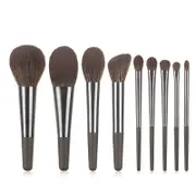Long Brushed Aluminum Tube 9pcs Makeup Brushes Set Professional Cosmetic Eyeshadow Loose Powder Blush Smudge