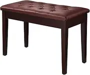 Melodic Piano Bench Stool Keyboard Stool Duet Seat Wood Leather Cushion Flip-Top Seat with Music Books Storage Brown