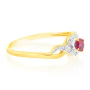 Created Oval Shape Ruby 5x4mm With Diamonds in 9ct Yellow Gold, R