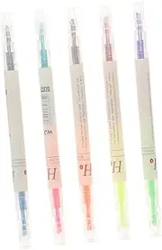 jojofuny 1set Highlighter Pens Dual Tip Colored Markers for Students Smooth Writing No Ink Leakage Comfortable Grip for Note Taking and Study 5pcs