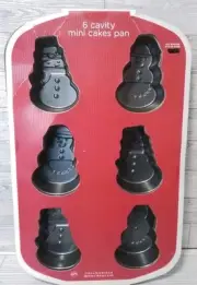 2010 WILTON CHRISTMAS MINI SNOWMAN NON STICK CAKE PAN MAKES 6 NEW