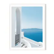Greek Afternoon Framed Printed Wall Art - White