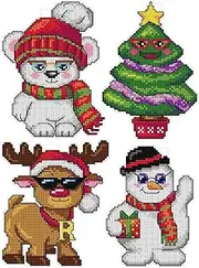 Counted Cross-Stitch Kit on Plastic Canvas with Christmas Toys. 4 Winter Ornaments Different Dimensions 120CS. Superb for Embroidery & Needlework Amateurs