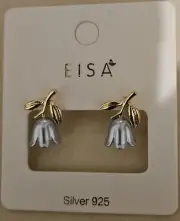 Designer EISA Gold over Silver (Vermeil) 925 tulip flower earrings