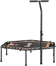 Everfit 51inch Hexagon Fitness Trampoline Rebounder Adjustable Handrail Orange