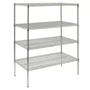 14Wx36L - Heavy Duty 4 Part Adjustable Chrome Plated Wire Shelf