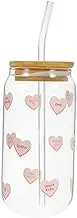 MAGICLULU Glass Drink Cup with Wood Lid and Straw Transparent Can Shaped Water Glass for Home Restaurant Use for Juices Milk