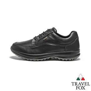 TRAVEL FOX(男) 采風 歐洲進口全牛皮防水設計紳士減壓休閒鞋 - 經典黑