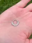 2 Rows Natural Diamonds Hinged Jewelry Septum Ear Daith Helix Clicker 14k Gold
