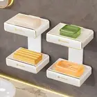 Soap Dish with Detachable Drain Tray Drawer-type Double Layer Wall Mount