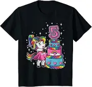 [X.Style] Kids 5th Birthday Unicorn Rainbow Cake Cute Girl ds882 T-Shirt (L)