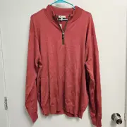Peter Millar Mens XL Long Sleeve 1/4 Zip Red Pullover NWT